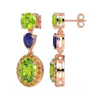 Three-Stone Dangle Halo Earrings