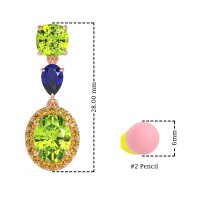 Three-Stone Dangle Halo Earrings