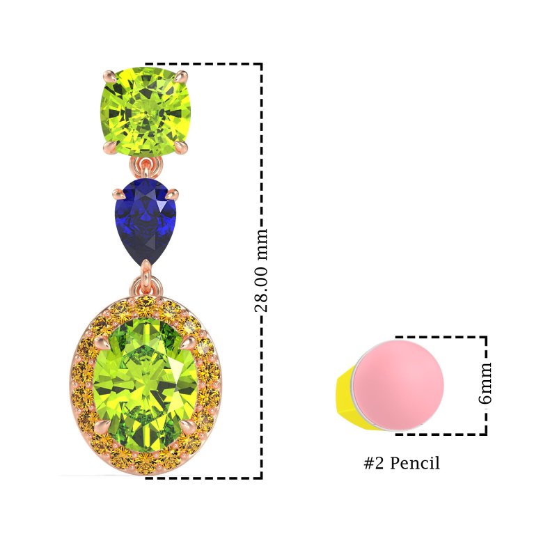 Three-Stone Dangle Halo Earrings