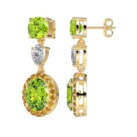 Three-Stone Dangle Halo Earrings