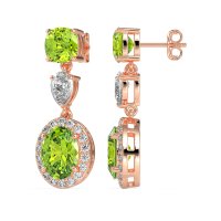 Three-Stone Dangle Halo Earrings