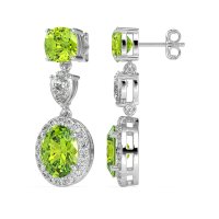 Three-Stone Dangle Halo Earrings