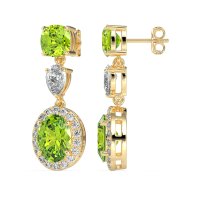 Three-Stone Dangle Halo Earrings