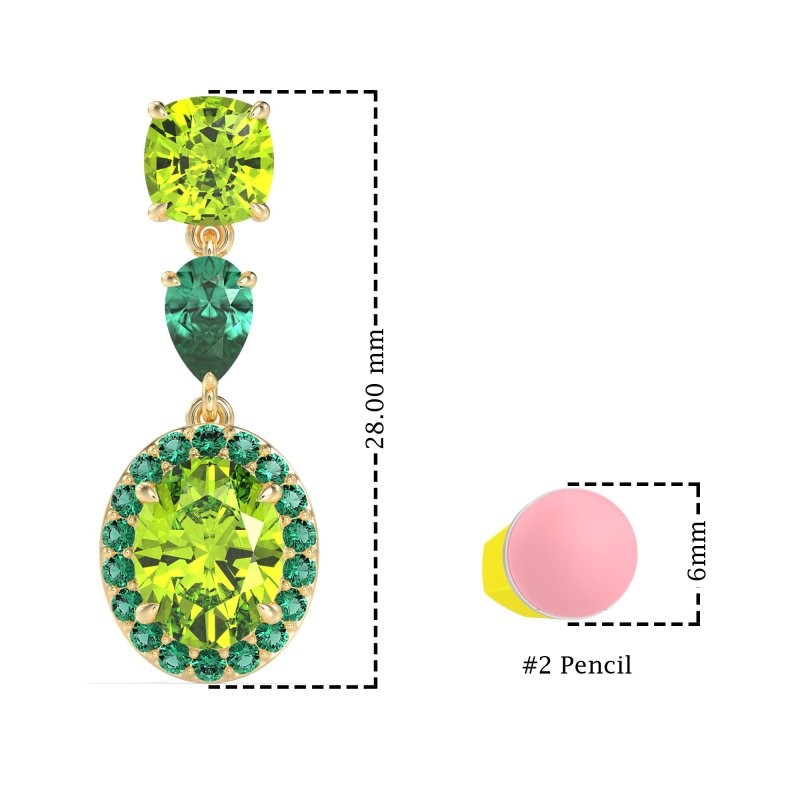 Three-Stone Dangle Halo Earrings
