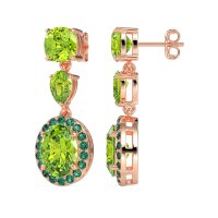 Three-Stone Dangle Halo Earrings