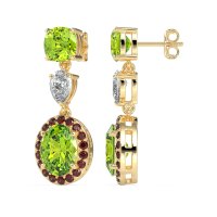Three-Stone Dangle Halo Earrings