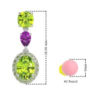 Three-Stone Dangle Halo Earrings