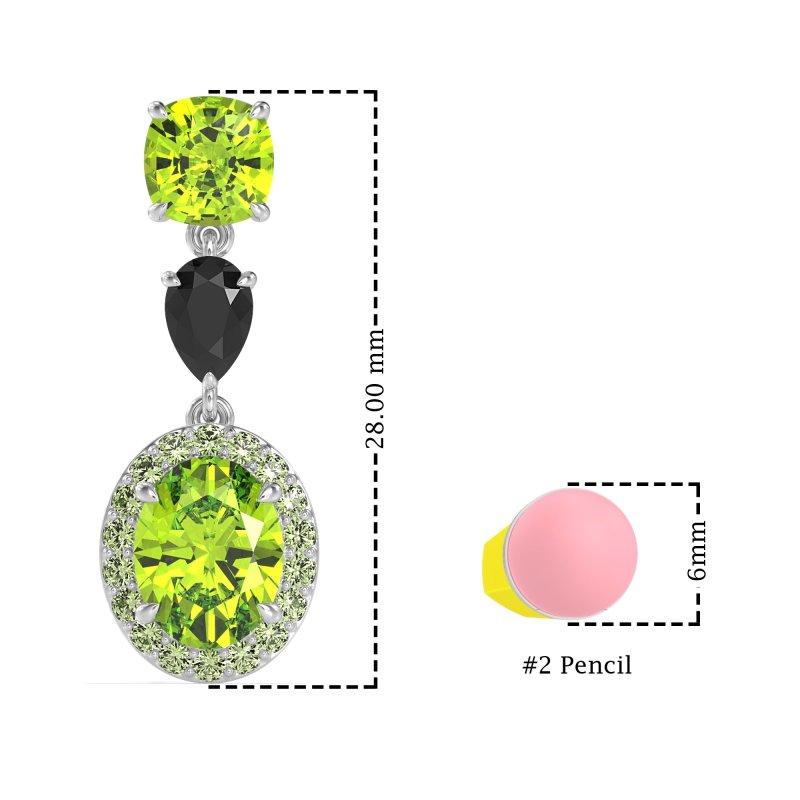 Three-Stone Dangle Halo Earrings