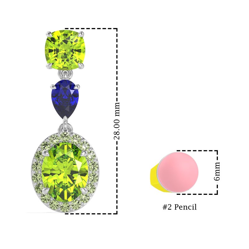 Three-Stone Dangle Halo Earrings