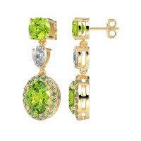 Three-Stone Dangle Halo Earrings