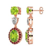 Three-Stone Dangle Halo Earrings