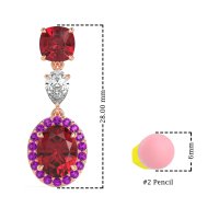 Three-Stone Dangle Halo Earrings
