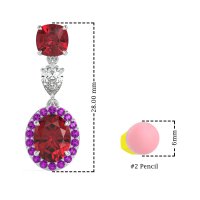 Three-Stone Dangle Halo Earrings