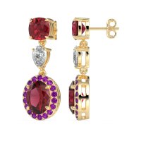 Three-Stone Dangle Halo Earrings