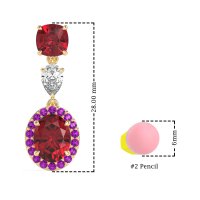 Three-Stone Dangle Halo Earrings