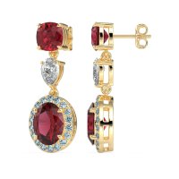 Three-Stone Dangle Halo Earrings