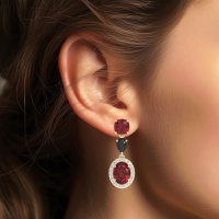 Three-Stone Dangle Halo Earrings