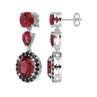 Three-Stone Dangle Halo Earrings