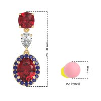 Three-Stone Dangle Halo Earrings