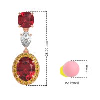 Three-Stone Dangle Halo Earrings