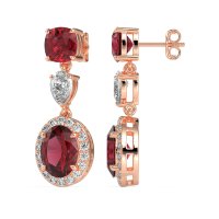 Three-Stone Dangle Halo Earrings