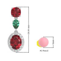 Three-Stone Dangle Halo Earrings