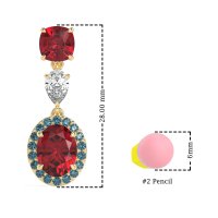 Three-Stone Dangle Halo Earrings