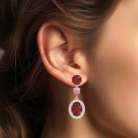 Three-Stone Dangle Halo Earrings