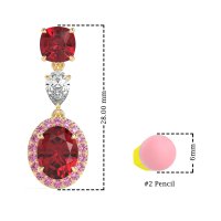 Three-Stone Dangle Halo Earrings