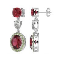 Three-Stone Dangle Halo Earrings