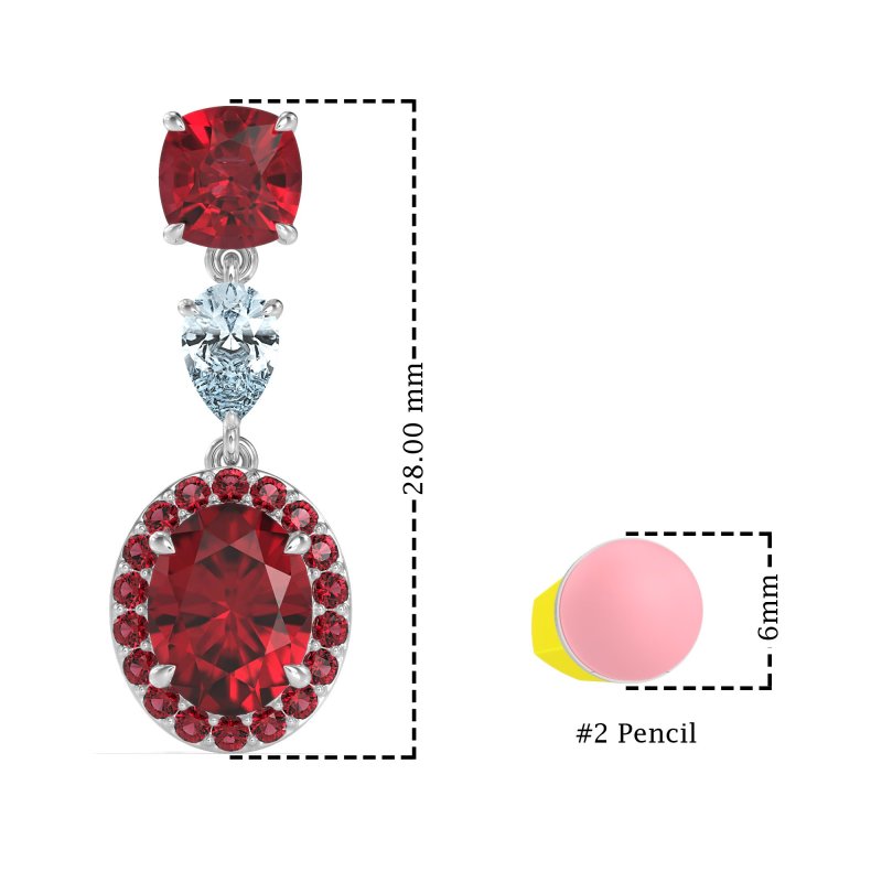 Three-Stone Dangle Halo Earrings