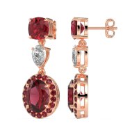 Three-Stone Dangle Halo Earrings