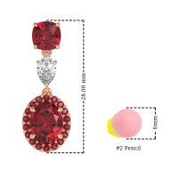 Three-Stone Dangle Halo Earrings