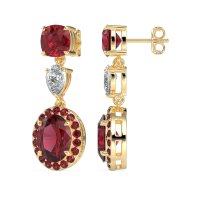 Three-Stone Dangle Halo Earrings