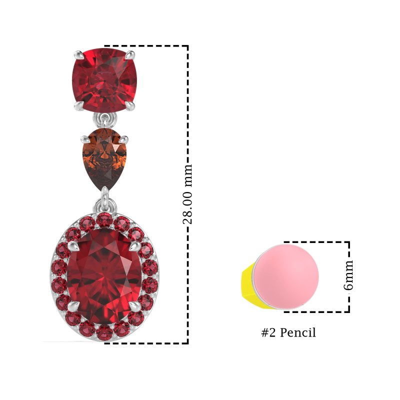 Three-Stone Dangle Halo Earrings