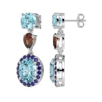 Three-Stone Dangle Halo Earrings