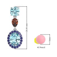 Three-Stone Dangle Halo Earrings