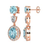 Three-Stone Dangle Halo Earrings