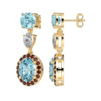Three-Stone Dangle Halo Earrings