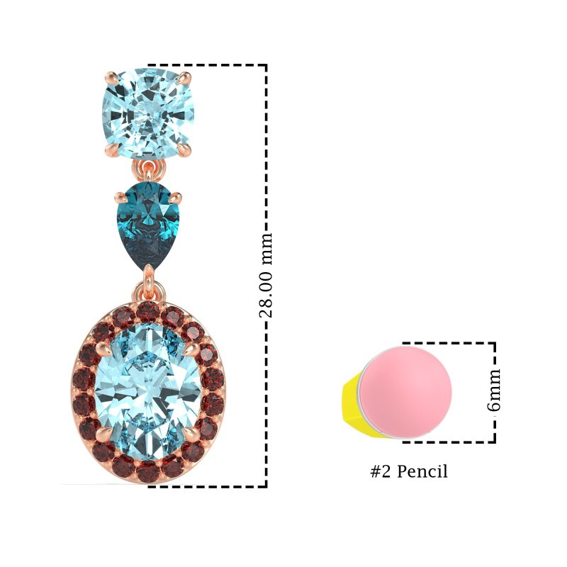 Three-Stone Dangle Halo Earrings