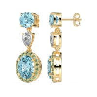 Three-Stone Dangle Halo Earrings