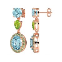 Three-Stone Dangle Halo Earrings