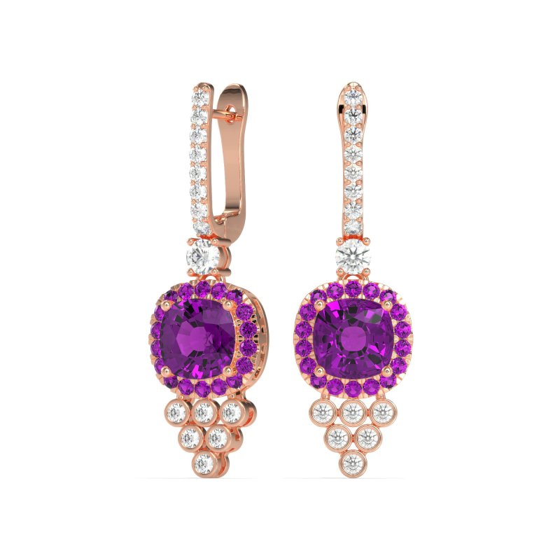 Art-Deco Dangling Halo Earrings