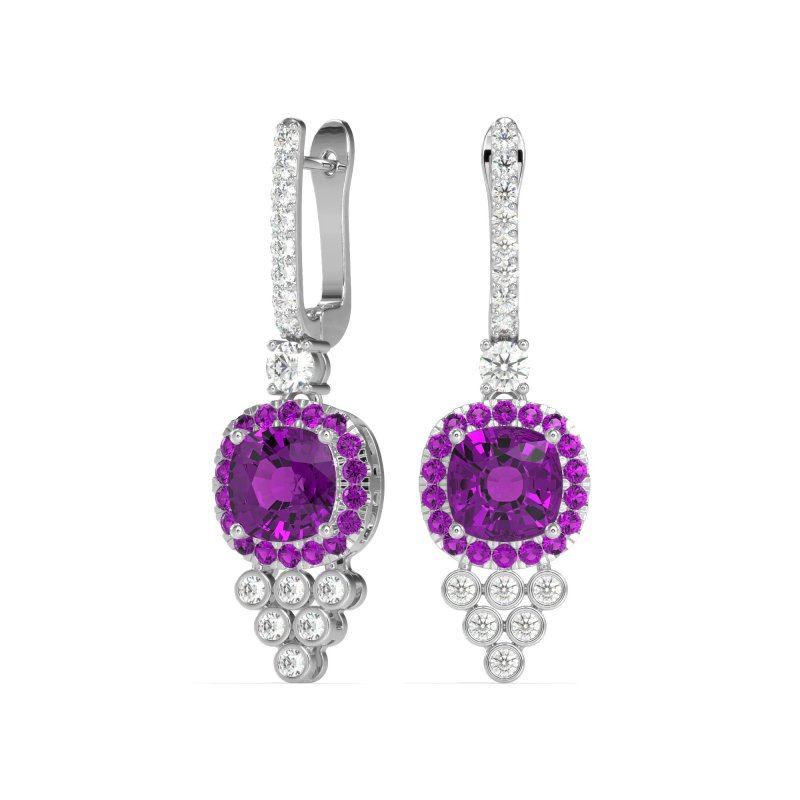 Art-Deco Dangling Halo Earrings