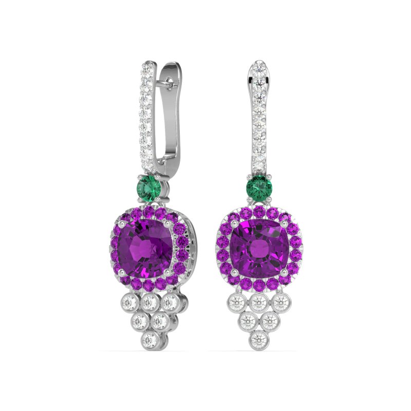 Art-Deco Dangling Halo Earrings