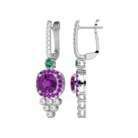 Art-Deco Dangling Halo Earrings