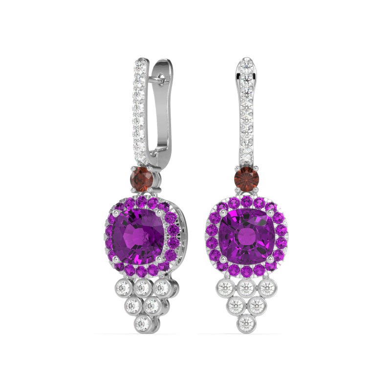 Art-Deco Dangling Halo Earrings