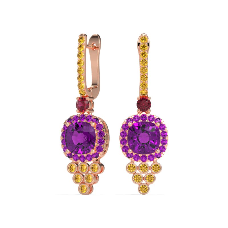 Art-Deco Dangling Halo Earrings