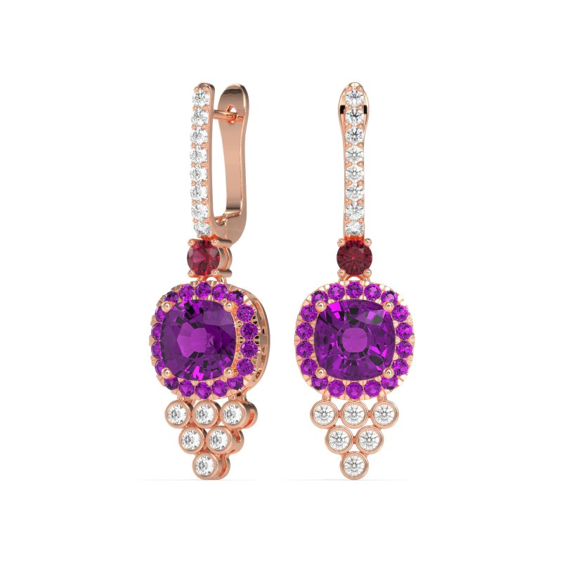 Art-Deco Dangling Halo Earrings