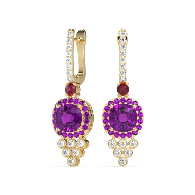 Art-Deco Dangling Halo Earrings